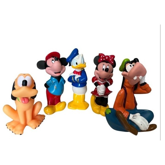 Disney Enesco PVC Figure Set Mickey Minnie Donald Goofy Pluto w/ Carry Bag - Picture 1 of 7